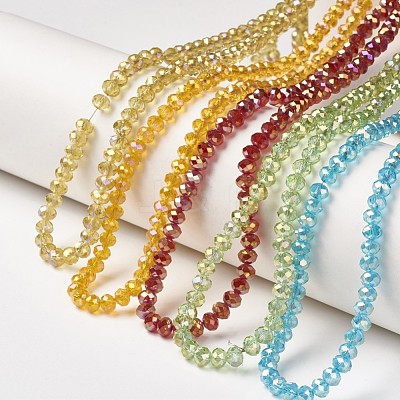 Electroplate Transparent Glass Beads Strands EGLA-A034-T6mm-T-1