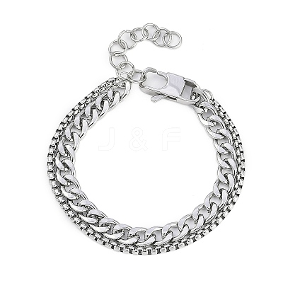 304 Stainless Steel Curb Chains Bracelets BJEW-S156-01P-1
