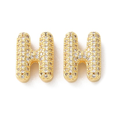 Rack Plating Brass Micro Pave Cubic Zirconia Slide Charms KK-C084-34G-H-1