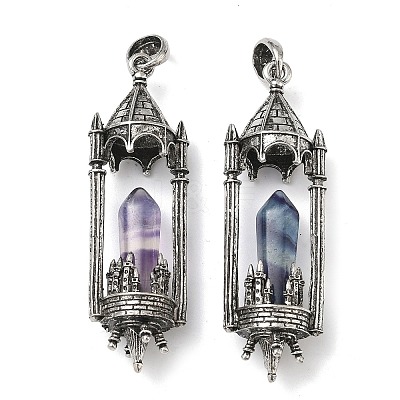 Natural Fluorite Faceted Pointed Bullet Shaped Big Pendants G-P613-01AS-03-1