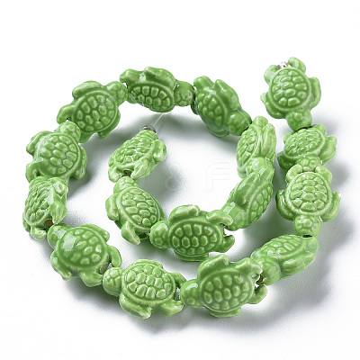 Glazed Porcelain Beads PORC-Q265-007G-1