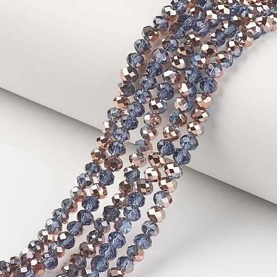 Electroplate Transparent Glass Beads Strands EGLA-A034-T3mm-N18-1