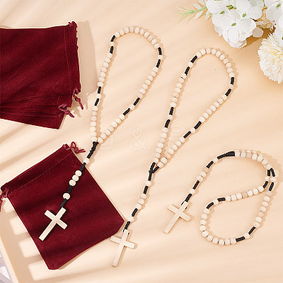 6Pcs Wood Cross Hanging Pendant Decorations HJEW-AR0001-13-1
