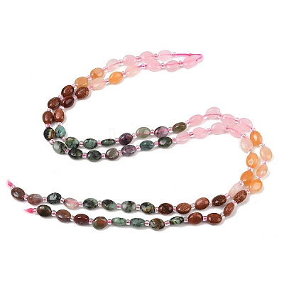 Natural African Turquoise(Jasper) & Rose Quartz & Red Aventurine & Indian Agate & Synthetic Goldstone Beads Strands G-Z135-A08-1