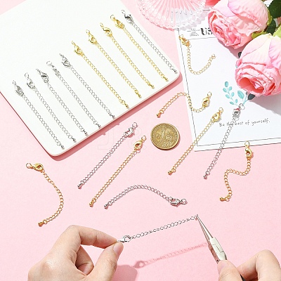 10Pcs Long-Lasting Plated Brass Chain Extender KK-YW0003-82G-1