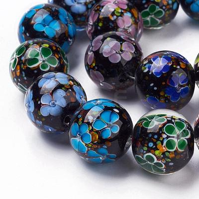 Handmade Inner Flower Lampwork Beads Strands LAMP-L072-D08-1