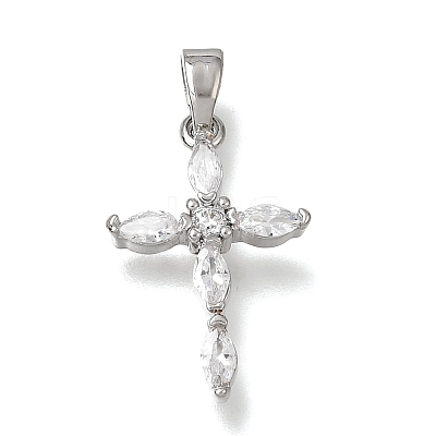 Brass Micro Pave Clear Cubic Zirconia Pendants CU-CBA9883-05B-P-1