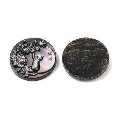 Natural Black Lip Shell Carved Cabochons SSHEL-B006-01B-C-1