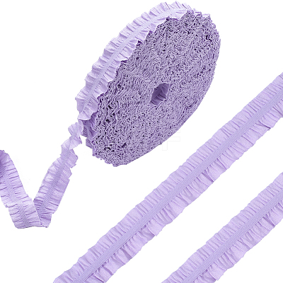 20 Yards Ruffled Polyester Elastic Lace Trim EW-WH0018-01B-1