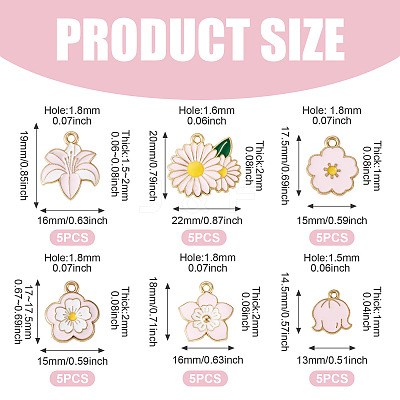 30Pcs 6 Styles Alloy and Enamel Pendants ENAM-TADJ0001-04A-1