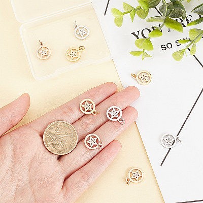 9Pcs 3 Colors 316 Surgical Stainless Steel Charms STAS-DC0009-36-1