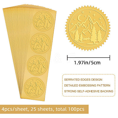 Plastic Self Adhesive Gold Foil Embossed Stickers DIY-WH0211-157-1