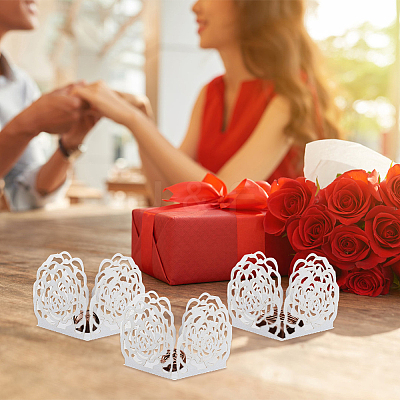 50Pcs Rose Flower Window Paper Candy Packaging Boxes CON-OC0001-78C-1