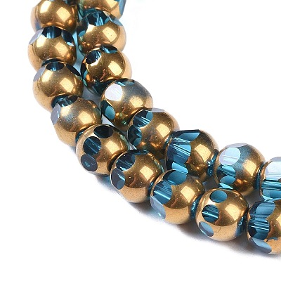 Electroplate Glass Beads Strands X-EGLA-Q128-04A-FP04-1