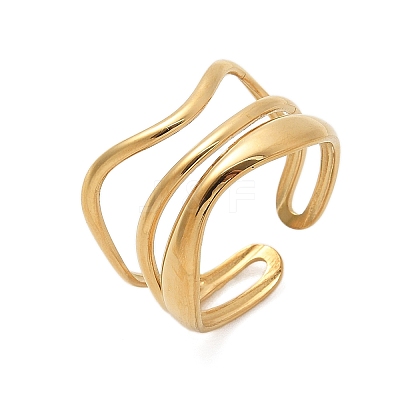 304 Stainless Steel Multilayer Open Cuff Rings for Women RJEW-Z077-01G-01-1