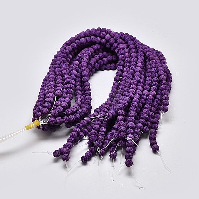 Natural Lava Rock Round Bead Strands X-G-I124-8mm-08-1