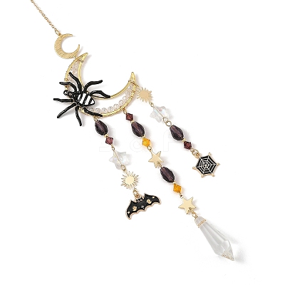 Halloween Spider Bat Alloy Enamel Suncatcher HJEW-TA00492-1