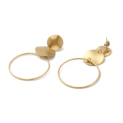 304 Stainless Steel Ring Dangle Stud Earrings for Women X-EJEW-Q781-29G-1