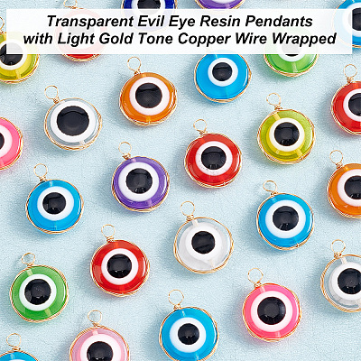 30Pcs Transparent Evil Eye Resin Pendants FIND-AR0003-04-1