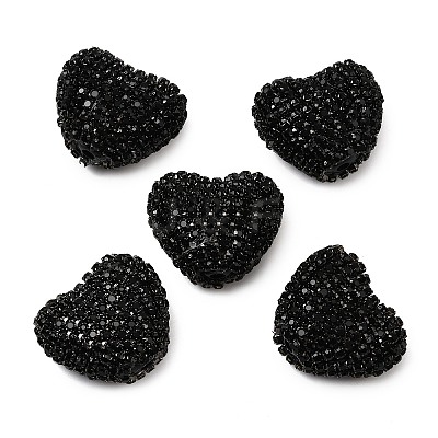 Sparkling Acrylic Heart Beads with Rhinestone Embellishment OACR-NH0001-02B-08-1