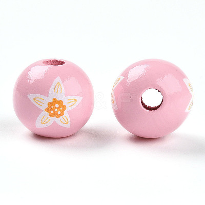 Easter Theme Printed Wood Beads WOOD-T032-22U-1