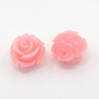 Synthetic Coral 3D Flower Rose Beads CORA-A006-15mm-020-1