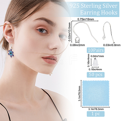 10 Pairs 925 Sterling Silver Earring Hooks STER-BBC0001-36-1
