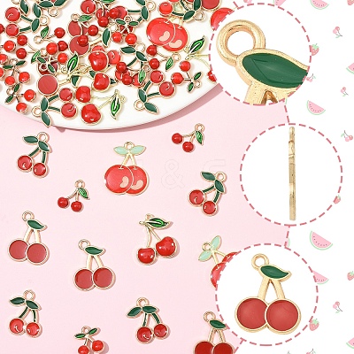 50Pcs 7 Styles Alloy Enamel Pendants ENAM-FS0003-19-1