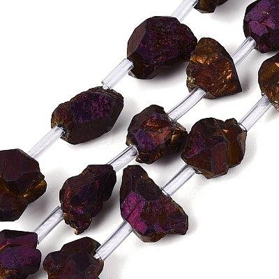 Electroplate Raw Rough Natural Amethyst Beads Strands G-Q610-06B-1