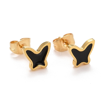 304 Stainless Steel Enamel Stud Earrings EJEW-B009-07G-01-1