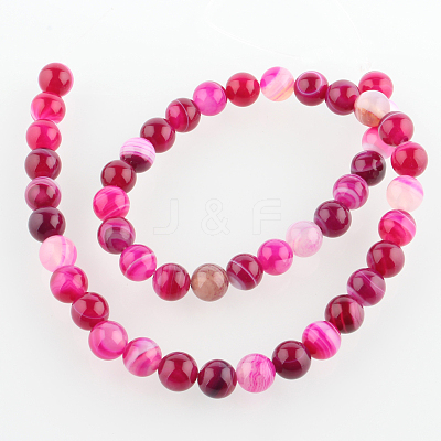 Natural Striped Agate/Banded Agate Round Bead Strands G-E233-05-1