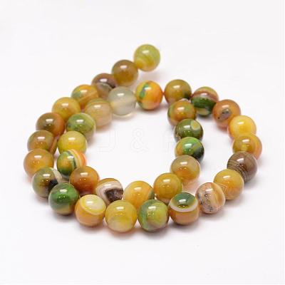 Natural Striped Agate/Banded Agate Bead Strands G-K155-A-10mm-08-1