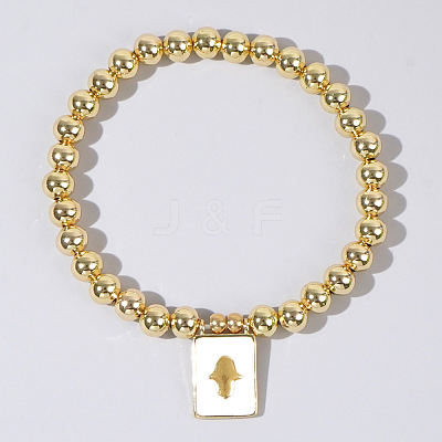 Personality Brass Round Bead Beaded Stretch Bracelets ST0339-8-1