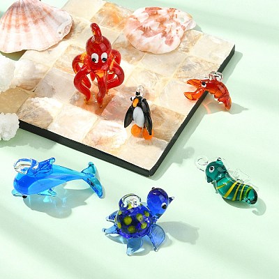 6Pcs 6 Styles Handmade Lampwork Pendants LAMP-CJ0002-69-1