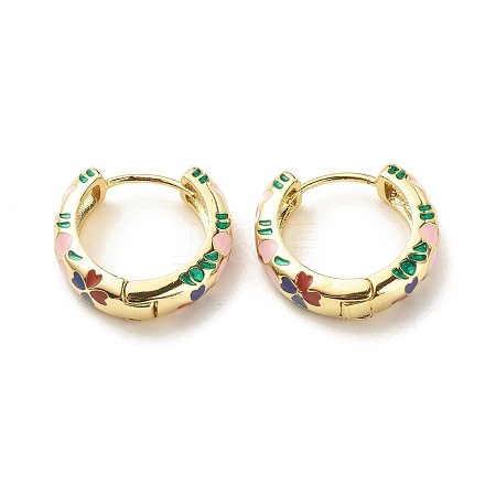 Flower Enamel Hoop Earrings LS-EJEW-G290-03G-A-1