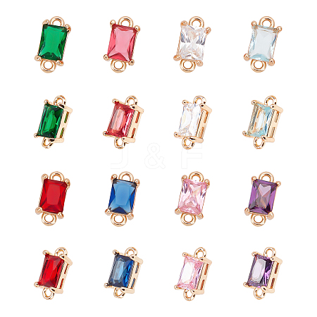 16Pcs 8 Colors Transparent Glass Links Connectors GLAA-AR0001-14-RS-1