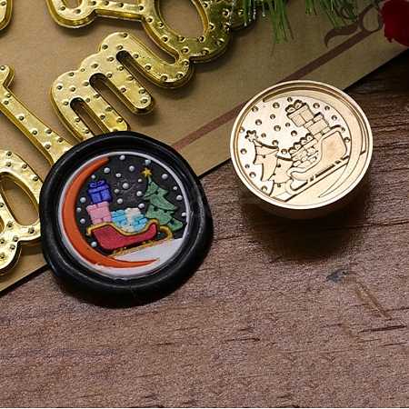 Christmas Series Wax Seal Brass Stamp Head LS-AJEW-M037-01G-15-1
