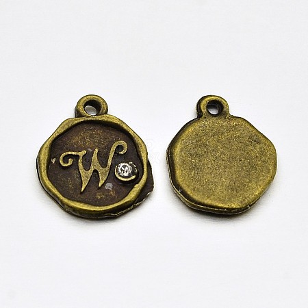 Antique Bronze Plated Alloy Rhinestone Charms ALRI-J152-W-NF-1