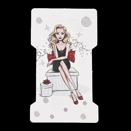 Rectangle Girl Print Paper Hair Clip Display Cards CDIS-M007-03D-1