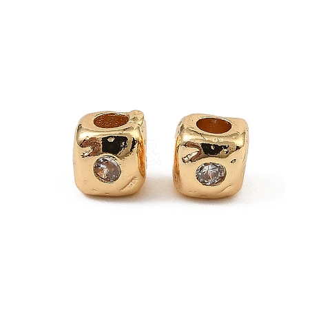 Brass Clear Cubic Zirconia Beads KK-D106-10G-1