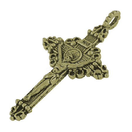 Tibetan Style Alloy Pendants PALLOY-J050-01AB-NR-1