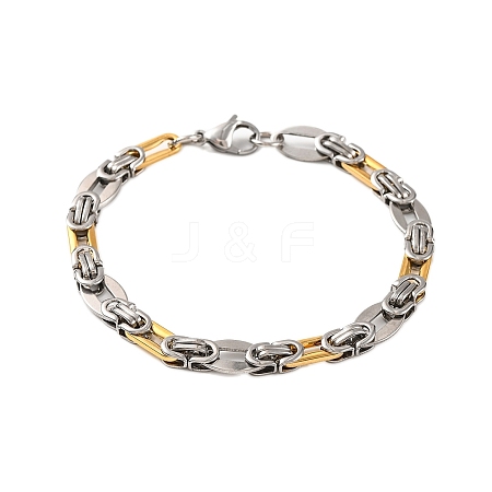 304 Stainless Steel Oval Byzantine Chain Bracelets BJEW-B078-144GP-1