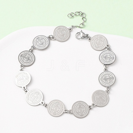 Religion 304 Stainless Steel Link Chain Bracelets for Women BJEW-F524-01P-1