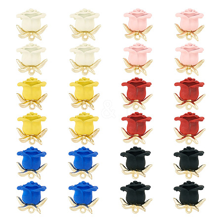 24Pcs 6 Colors Spray Painted Alloy Charms FIND-TA0003-29-1