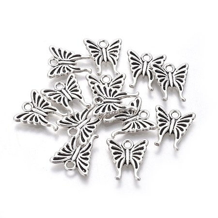 Tibetan Style Alloy Butterfly Charms TIBEP-17627-AS-RS-1