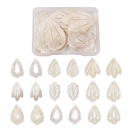 KISSITTY 18Pcs 9 Shapes Natural Capiz Shell Pendants SHEL-KS0001-01-1