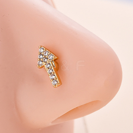 316L Surgical Stainless Steel Micro Pave Clear Cubic Zirconia L-Shaped Nose Rings WG5ADDF-14-1