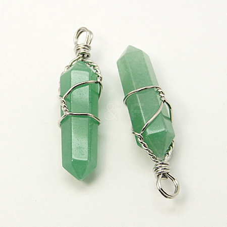 Natural Green Aventurine Double Terminated Pointed Pendants G-J062-01P-1