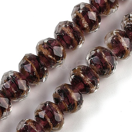 Handmade Gold Sand Lampwork Beads Strands LAMP-R141-8mm-22-1