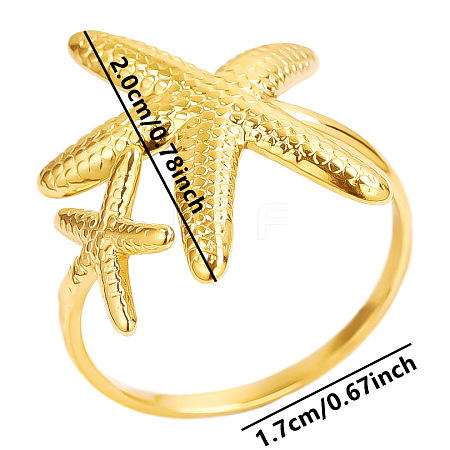 304 Stainless Steel Starfish Open Cuff Ring ZZ4725-2-1